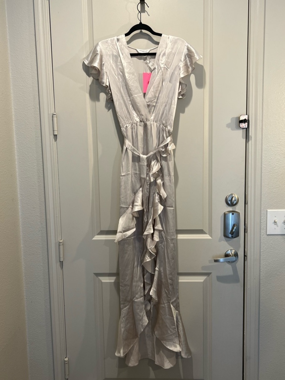 Amanda Uprichard Johanna Silk Maxi Dress Silver Size L NWT - Picture 2 of 5